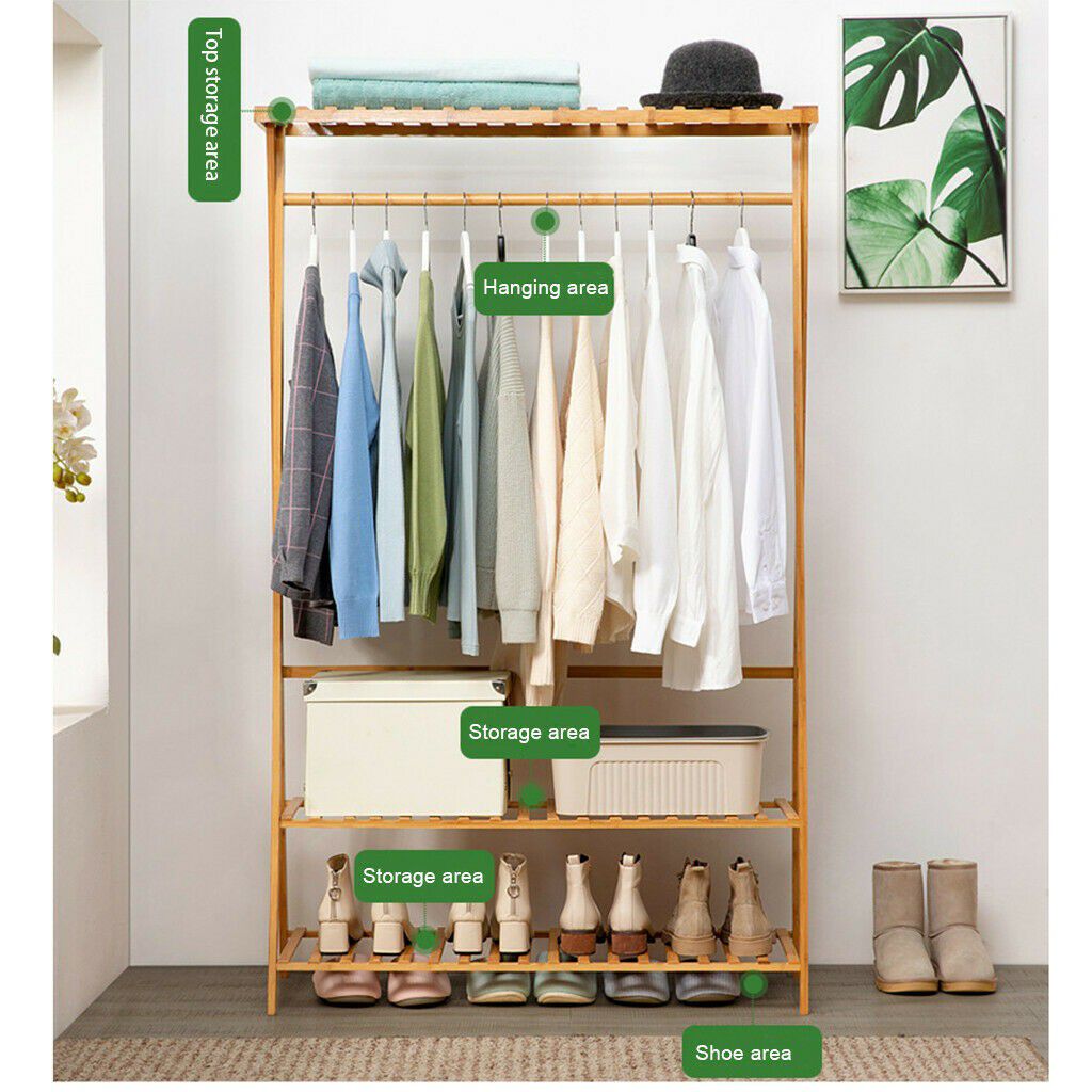 NEW Garment Rack with top Shelf Organizer for Home living Area Bedroom Clothing Area Office