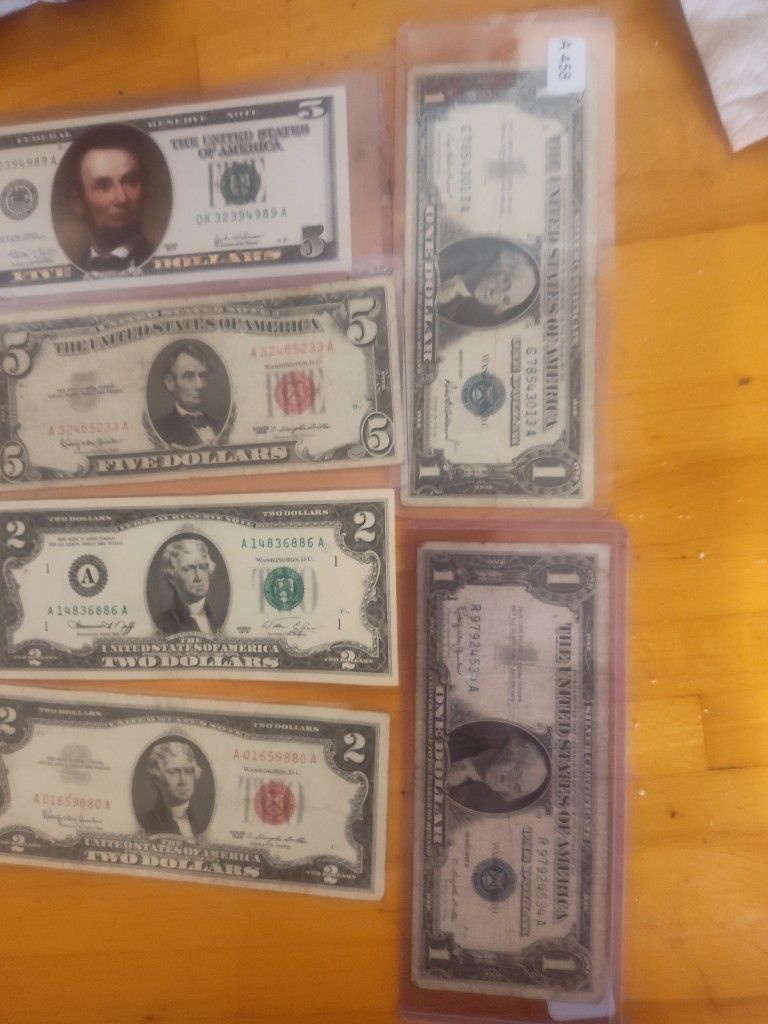 Lot Of 6 Notes $1,$2,$5 Two Each