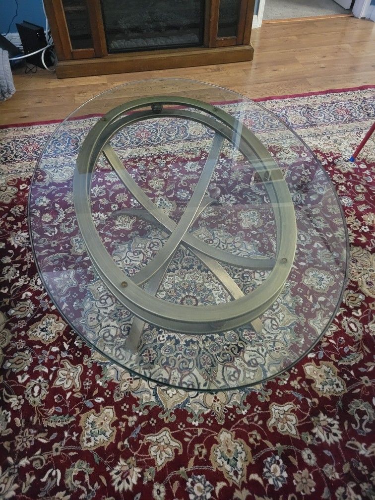 Glass Oval Coffee Table