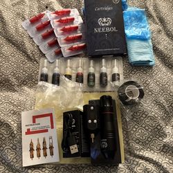 Neebol Cordless’s Tattoo Kit New Cartridges, Ink, Needles, Battery