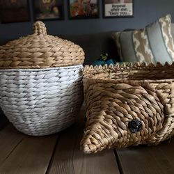 Pottery Barn Kids Hedgehog & Acorn Baskets