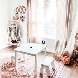 Child Playroom Learning Craft Wooden Table & Bench Set