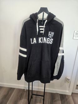 LA Kings NHL Hoodie 2XL Black Gray Lace-Up Pullover Sweatshirt Hockey Fan Gear