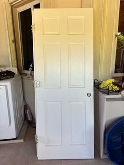 White 6-Panel Interior Door with Hinges