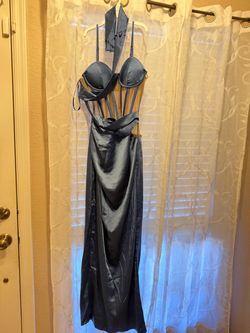 Blue satin dress