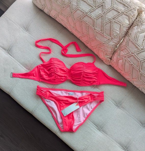 NWT Billabong Neon Pink Bikini Set Swimsuit