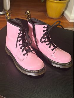 Doc Dr. Martens Delaney Patent Boots JY004 Lace Up Pink Girls Size 2