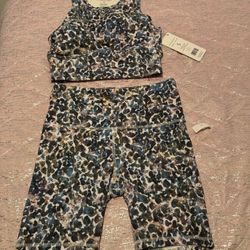 Nwt Womens Small Harmony Balance Multicolored Sports Bra Short Workout Set 