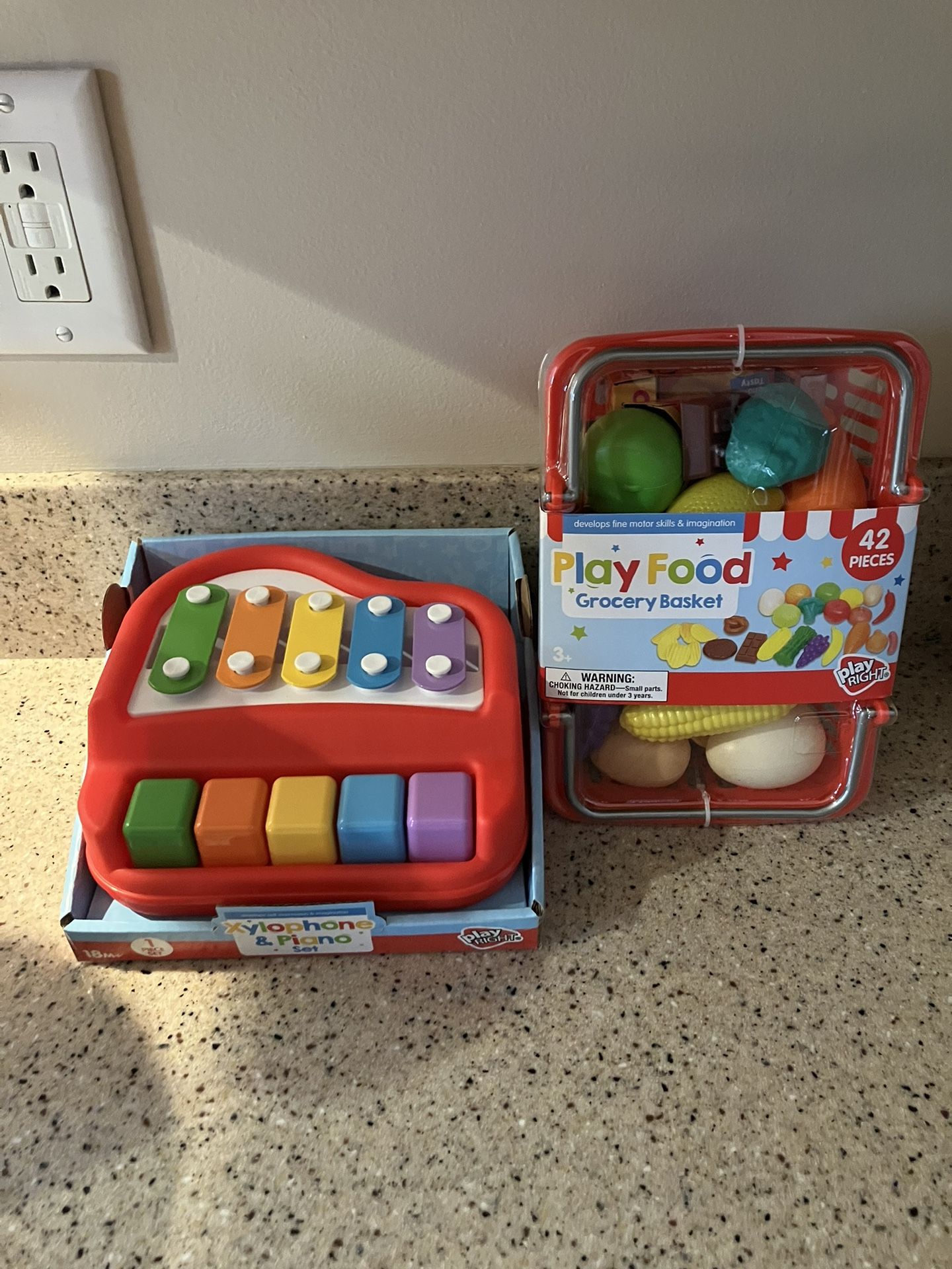 Toy Xylophone And Basket Of Groceries New