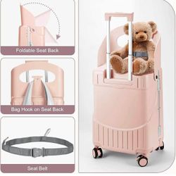 New -Suitcase with Built-In Seat 20 Inch Carry-On Luggage  with USB Port, TSA-Approved Underseat Spinner with 360° Wheels