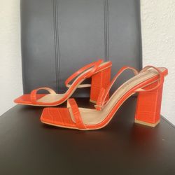 Soul Princess | Burnt Orange Croc-Effect Heels