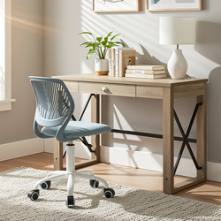 Homy Casa TULIP+CARANTION 2PC Office Furniture Set with Purple Mesh Chair and Sonoma Oak Computer Desk Open Box