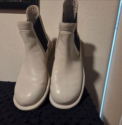 Cream Leather Chelsea Ankle Boots Zara Size 38