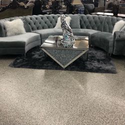 Fendi Gray Velvet Sectional / couch /Living room set