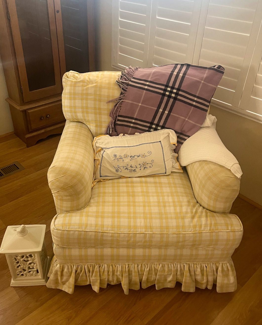 Yellow Sofa Laura Ashley Chair Vintage 