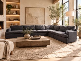 Restoration Hardware Dupe Feathered Down Modular Cloud Sectional Sofa Couch