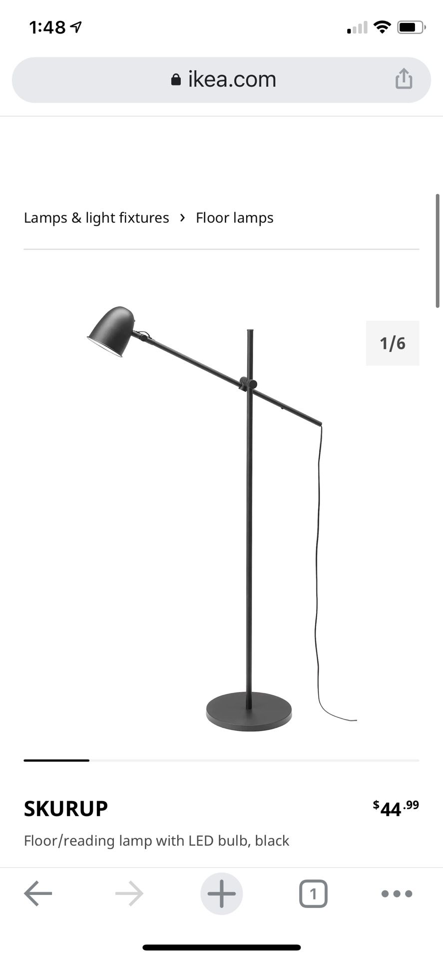 IKEA Floor Lamp, Black