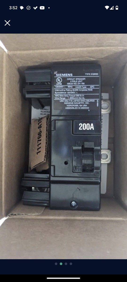 Siemens MBK200A 200-Amp Main Circuit Breaker