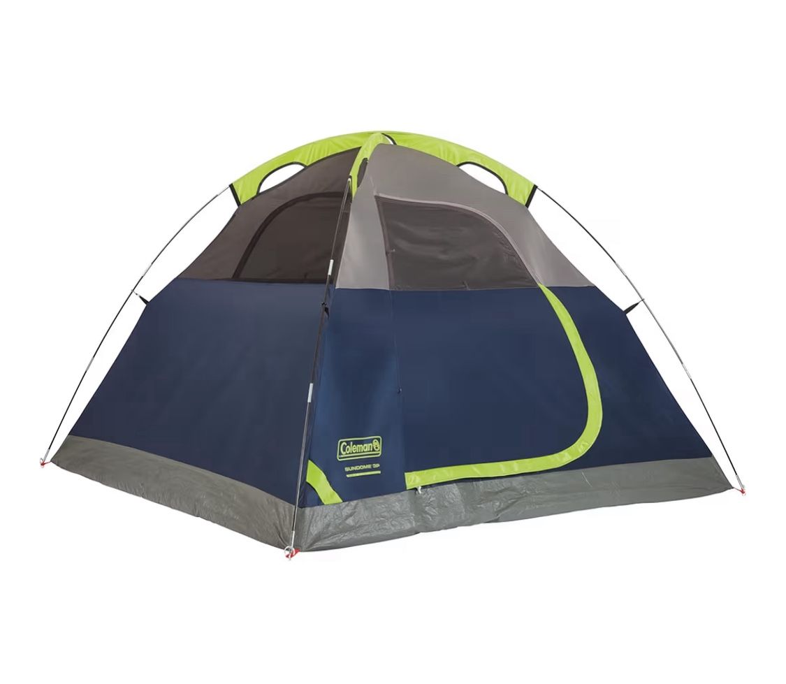 Coleman Sundome Camping Tent with Rainfly 4Person Tent Sets Up in 10 Mins Weatherproof