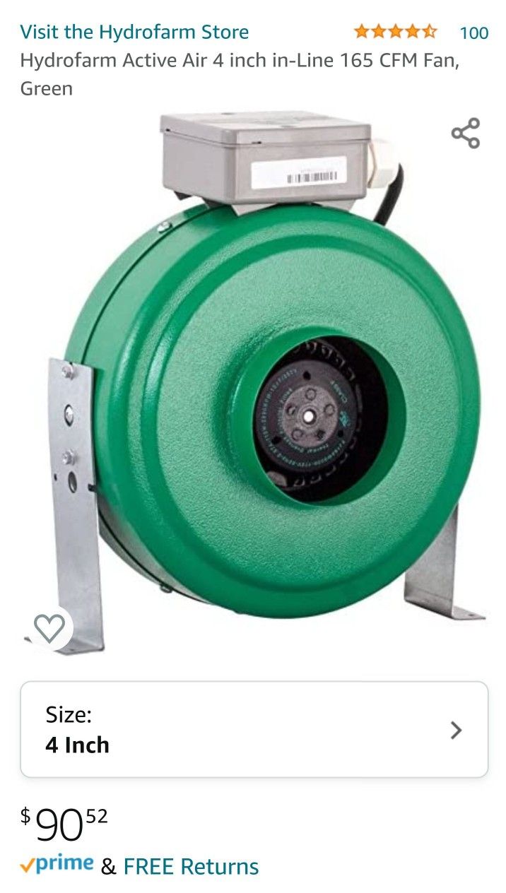 Hydrofarm Active Air 4" Inline Duct Fan and Speed Controller
