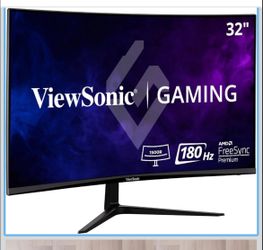 New ** ViewSonic VX3218-PC-MHD 32 Inch 1080p Curved Gaming Monitor, 180Hz and 1ms for Smooth Gameplay, FreeSync Premium and Eye Care Technology, HDMI,