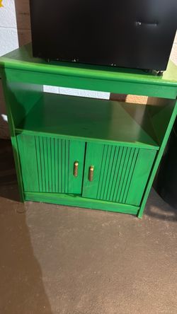 Green Painted Wood TV Stand Cabinet