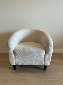 Cream Boucle Barrel Accent Chair