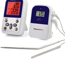 ThermoPro TP12 Wireless Digital Meat Thermometer for Grilling Oven Smoker BBQ Grill Thermometer with Dual Probe, 300 Feet Range