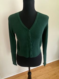 Brandy Melville forest green ribbed button up cardigan one size