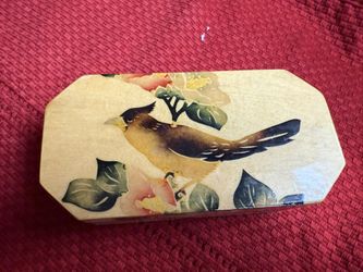 Antique Wooden Box With Bird