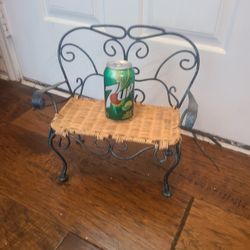 Vintage Metal Bench Chair For Dolls Or Stuffed Animals Girls