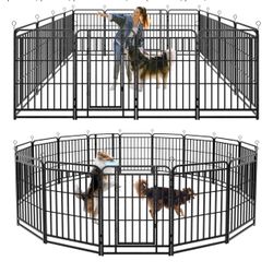 Dog Playpen Outdoor 16 Panels Heavy Duty Dog Fence 40" Height with Thick Pipe Anti-Rust with Doors Portable for RV Camping Yard, Total 36FT, 103 Sq.ft