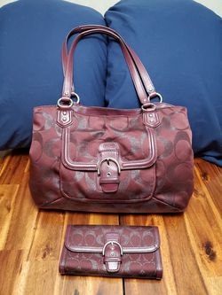 Coach Signature Purse Handbag G1382 with Matching Wallet