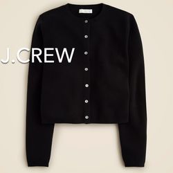 (NEW) (1 AVAILABLE) WOMEN’S J.CREW BLACK CARDIGAN SWEATER IN TENCEL LYOCELL - SIZE: EXTRA LARGE 