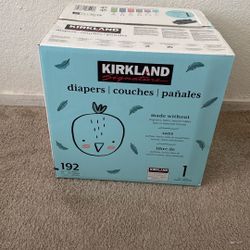 box of new, unopened size 1 diapers