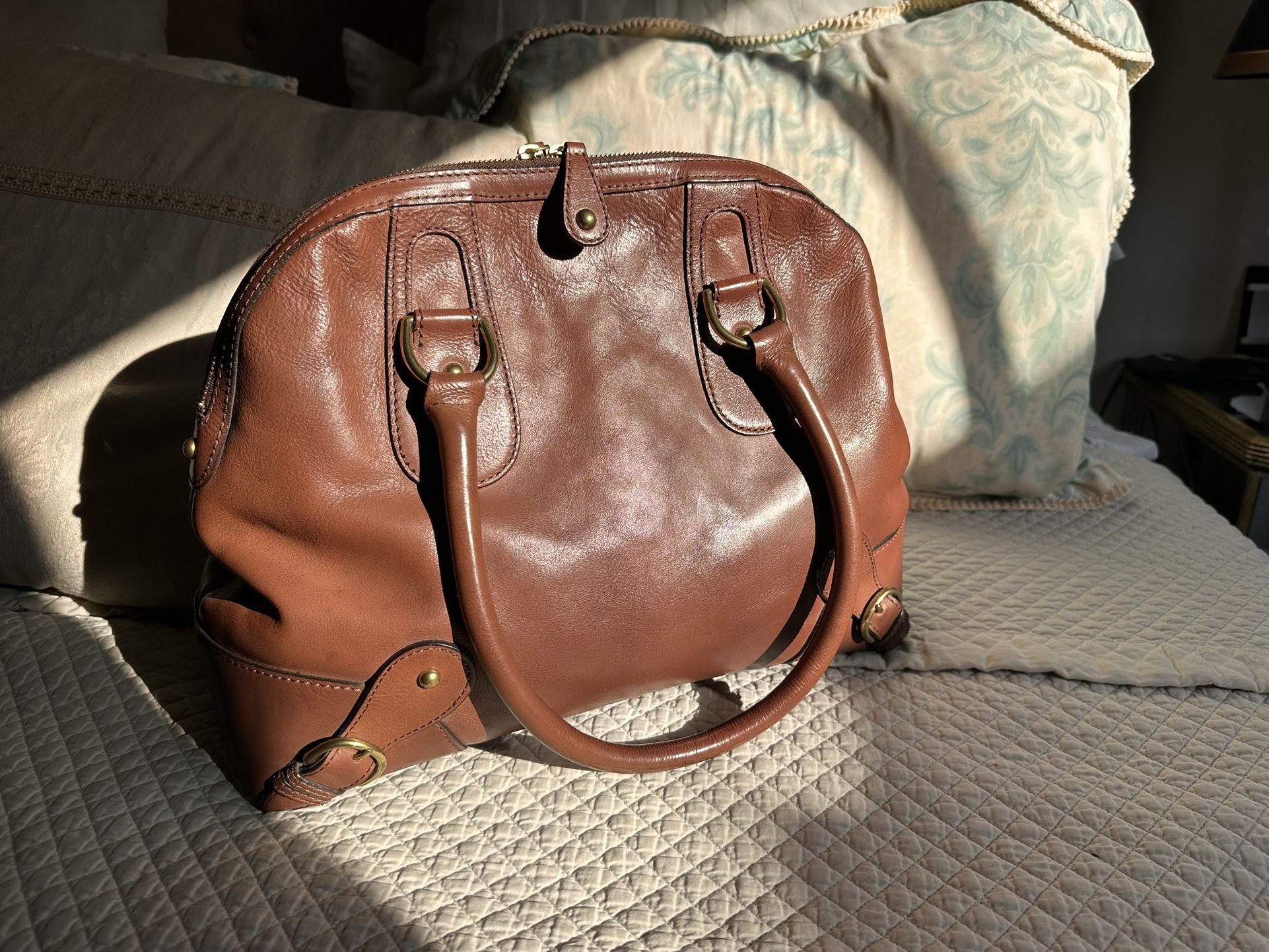 Banana Republic Cognac Bowling Bag