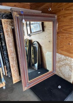 Brown and gold solid frame  wood beveled Mirror… 63 “ x 43 ” $300