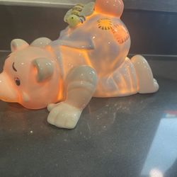 Teddy Bear With Bee Ceramic Night Light