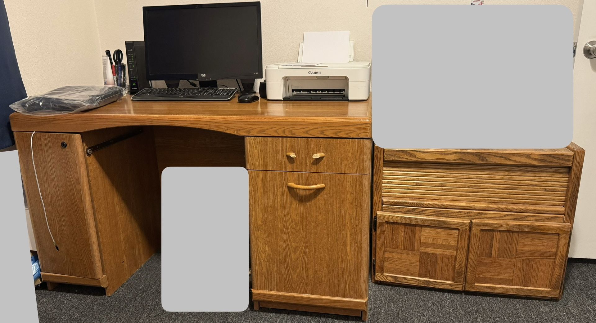 Wood Desk And Rolling Cart Only