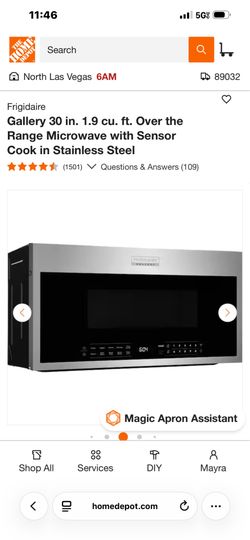 New Microwave for sale Frigidaire 30in. 1.9 cu. Ft over the range microwave with sensor cook in stainless steel