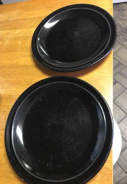 2 large black dinner plates siestaware Malaysia