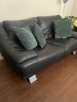 Black Leather Loveseat Sofa