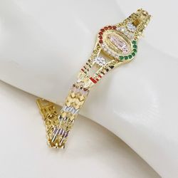 Pulsera Virgen De Guadalupe Oró Laminado Italiano(virgin Of Guadalupe Bracelet