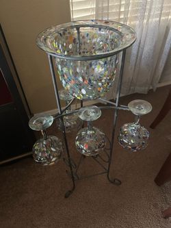 Confetti Glass margarita Set with Metal Stand