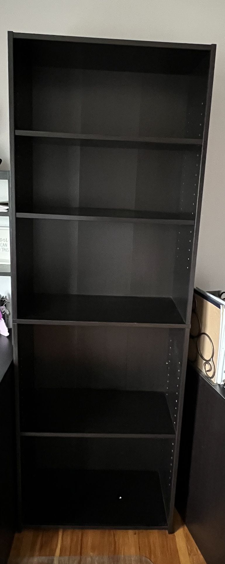 Black Bookcase with 5 Shelves