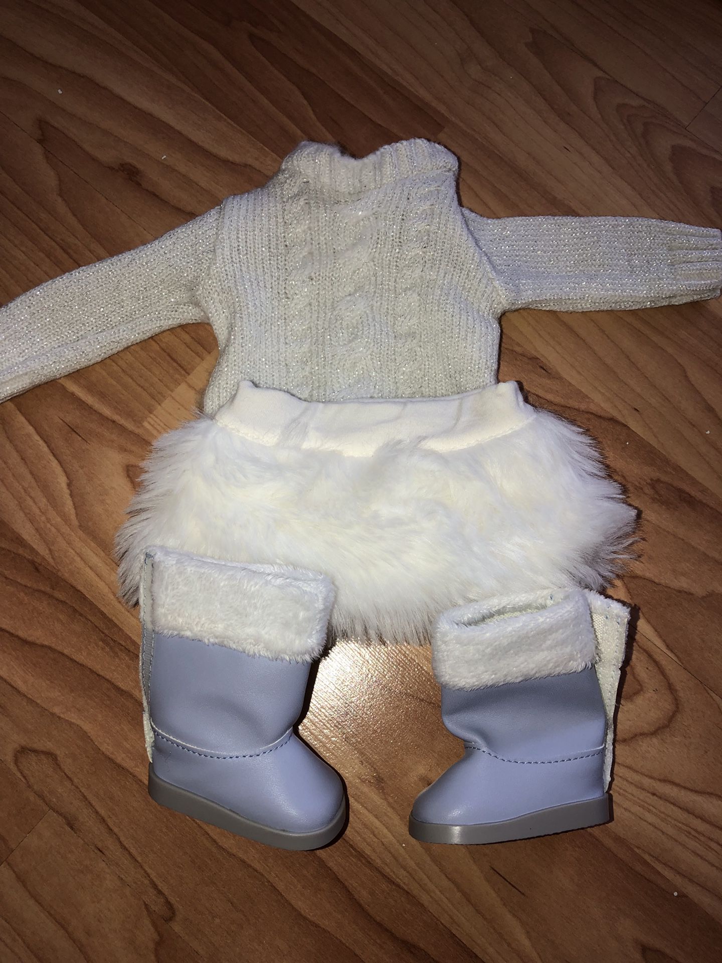 American Girl Doll Sweater, Skirt & Boots