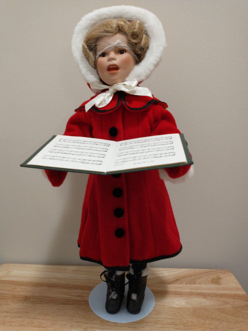 Little Caroler Shirley Temple 18" Danbury Mint Christmas Porcelain Doll