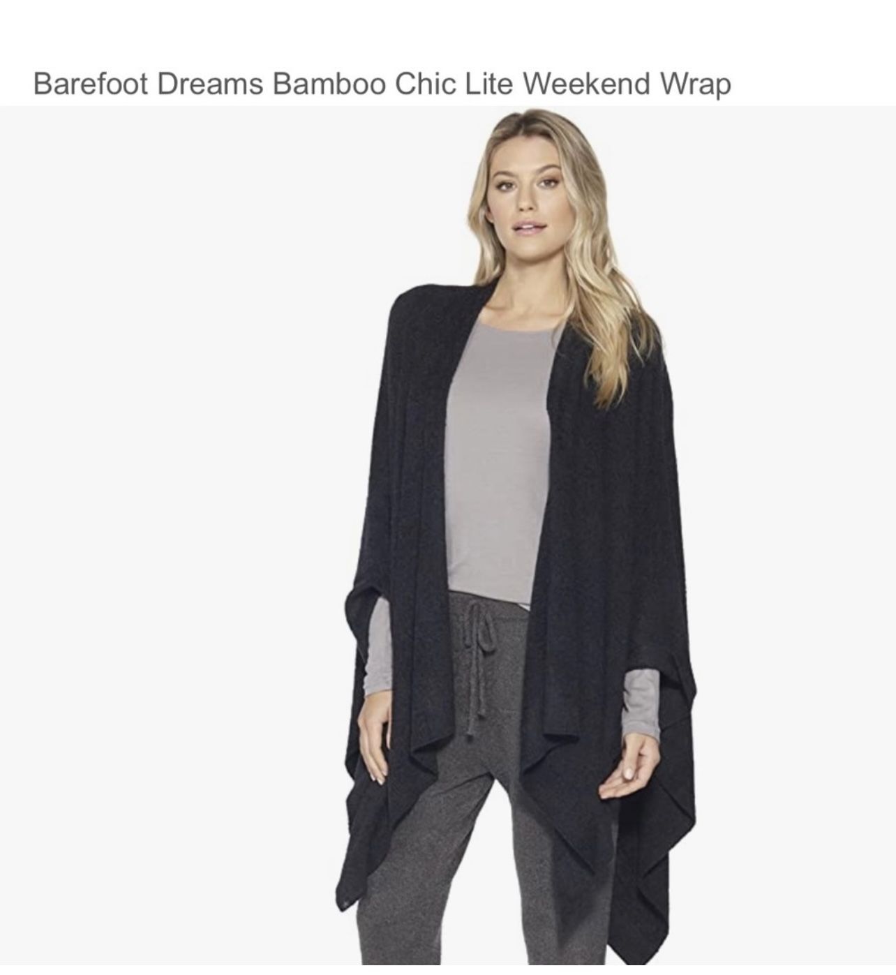 Barefoot Dreams Bamboo Chic Lite Weekend Wrap Sweater/Cardigan Sz. Small/Medium