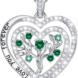 925 Sterling Silver Tree of Life Birthstone Necklace