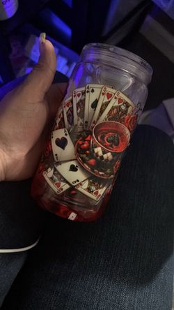 Playing Card Print Clear Tumbler Cup